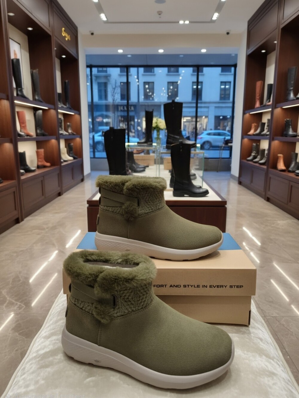 SKECHERS ON THE GO CITY 2 ANKLE BOOTS BOOTIES OLIVE WOMEN'S SZ 8.5 WIDE